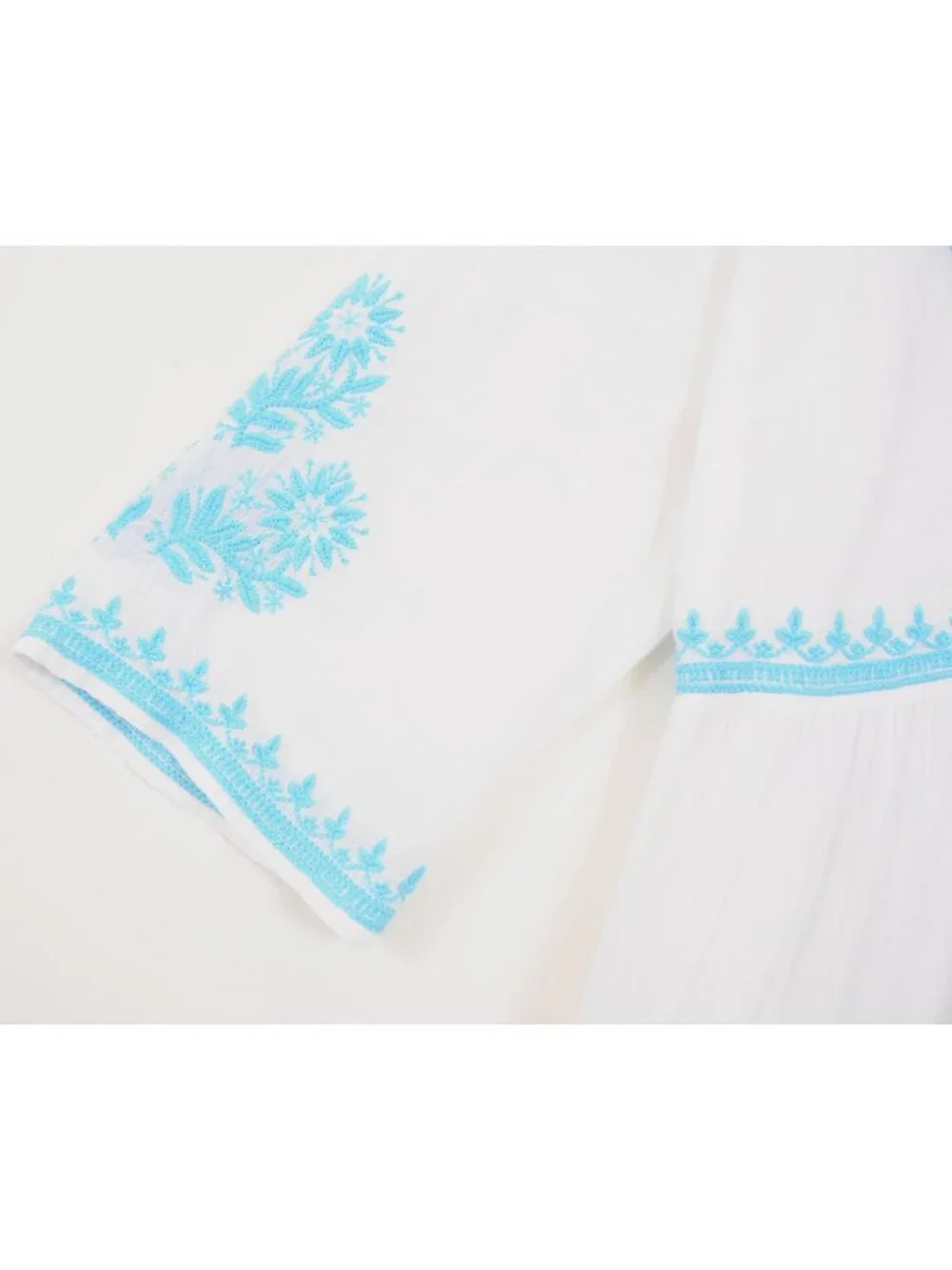 Soft Surroundings Juniper PLUS 1X Embroidery Gauze 3/4 Sleeve Dress Beach Boho - Picture 9 of 14